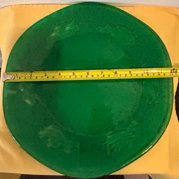 Green glass Angels 12” Christmas serving platter. - Picture 8 of 10